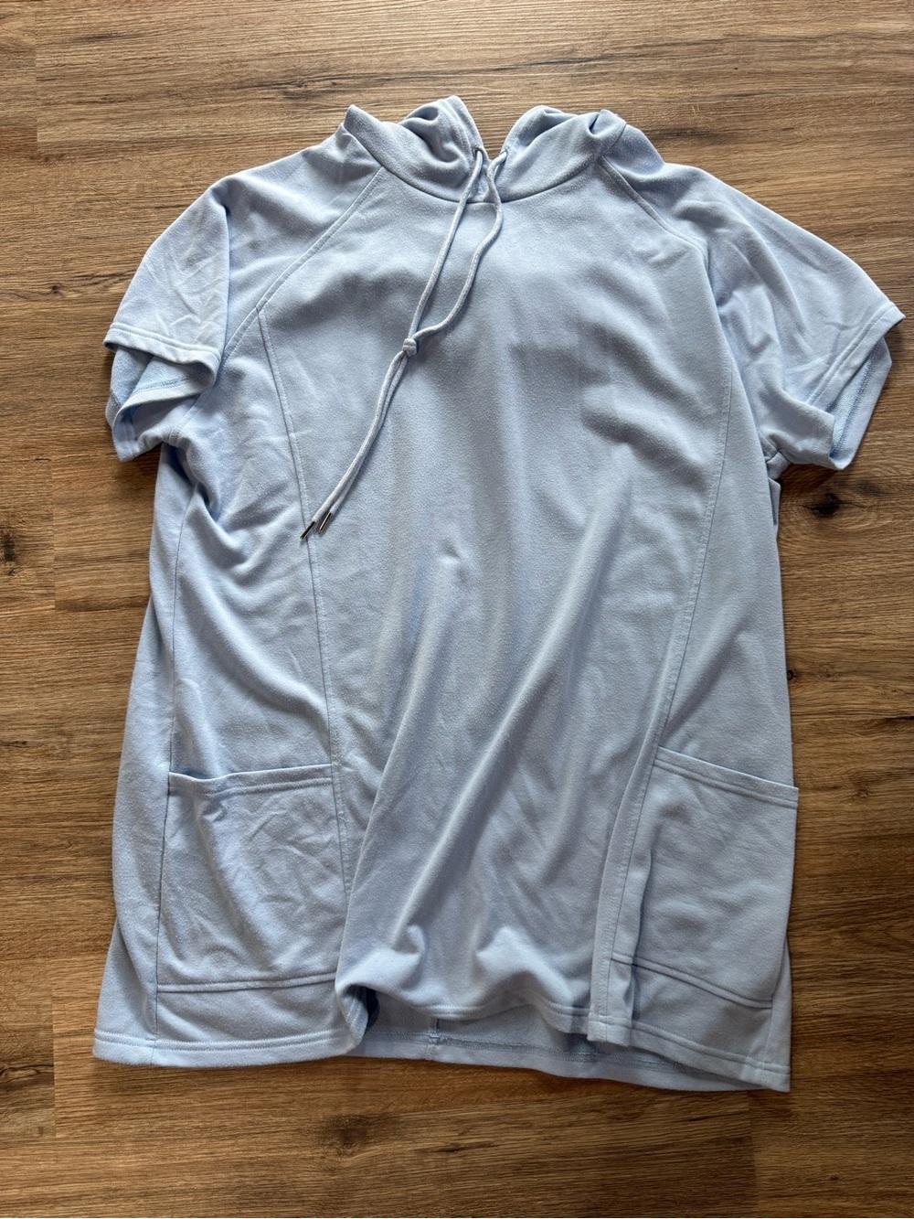 Light Blue Short-Sleeve Hoodie Shirt
